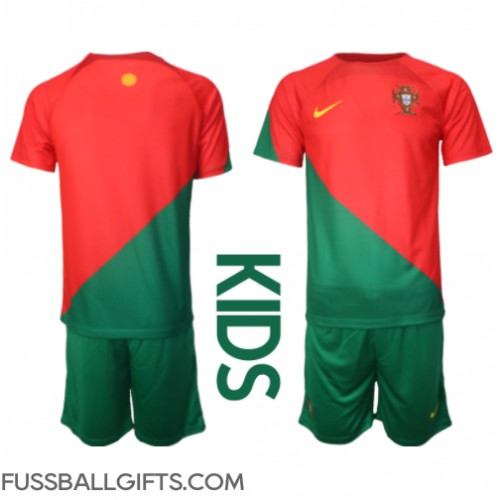 Portugal Fußballbekleidung Heimtrikot Kinder WM 2022 Kurzarm (+ kurze hosen)